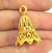 Gold Plated Brass Cones  Bead Caps  (34x23 mm) , Findings , G6679