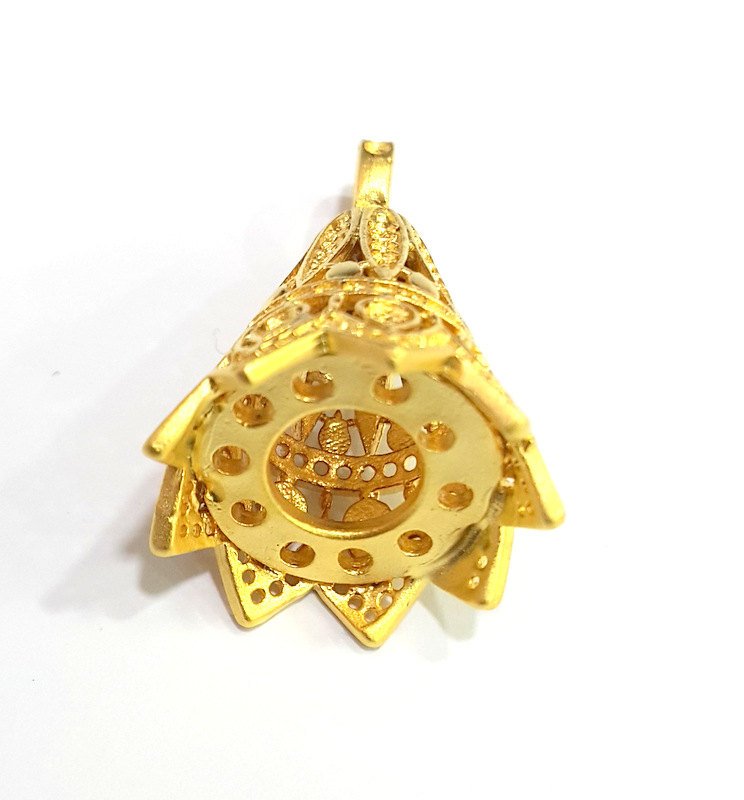 Gold Plated Brass Cones  Bead Caps  (34x23 mm) , Findings , G6679