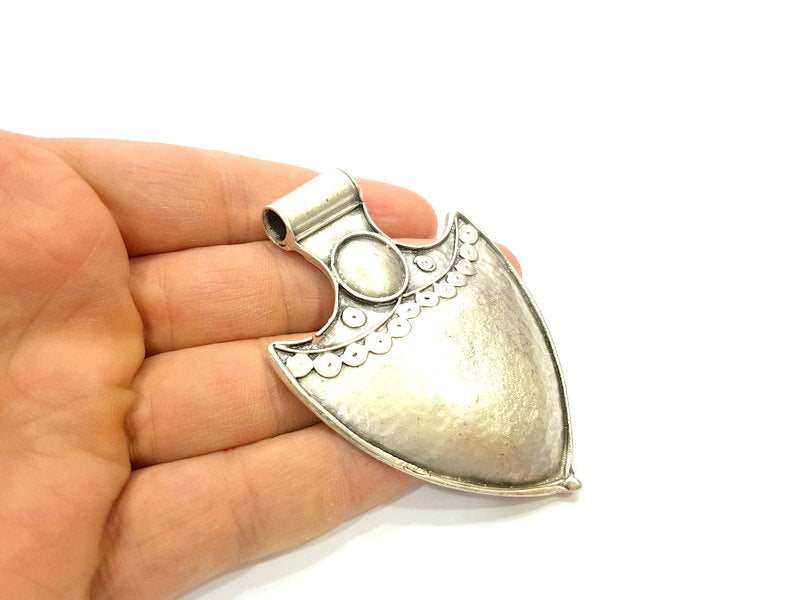 Antique Silver Tribal Pendants Ethnic Pendant (78x55mm) Antique Silver Plated G6682