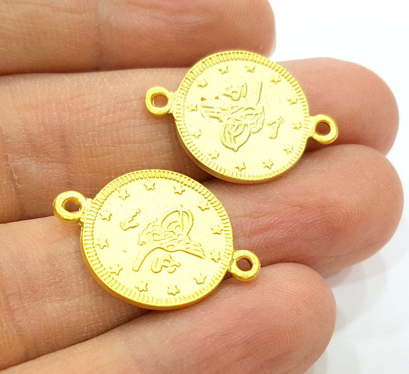 2 Gold Charms Gold Plated Ottoman Signature Charms  2 Pcs (18mm)  G7069