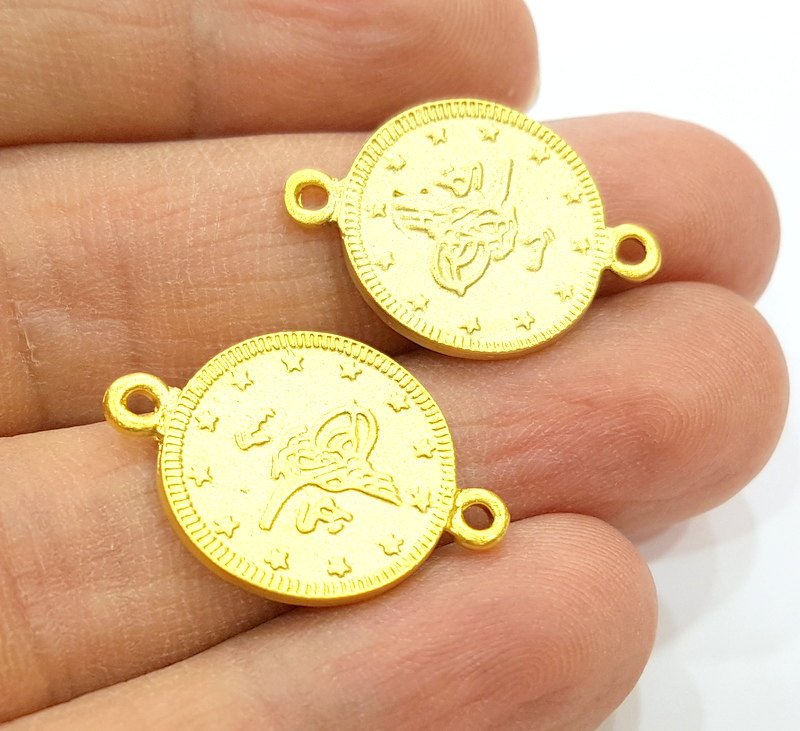 20 Gold Charms Gold Plated Ottoman Signature Charms  20 Pcs (18mm)  G7069