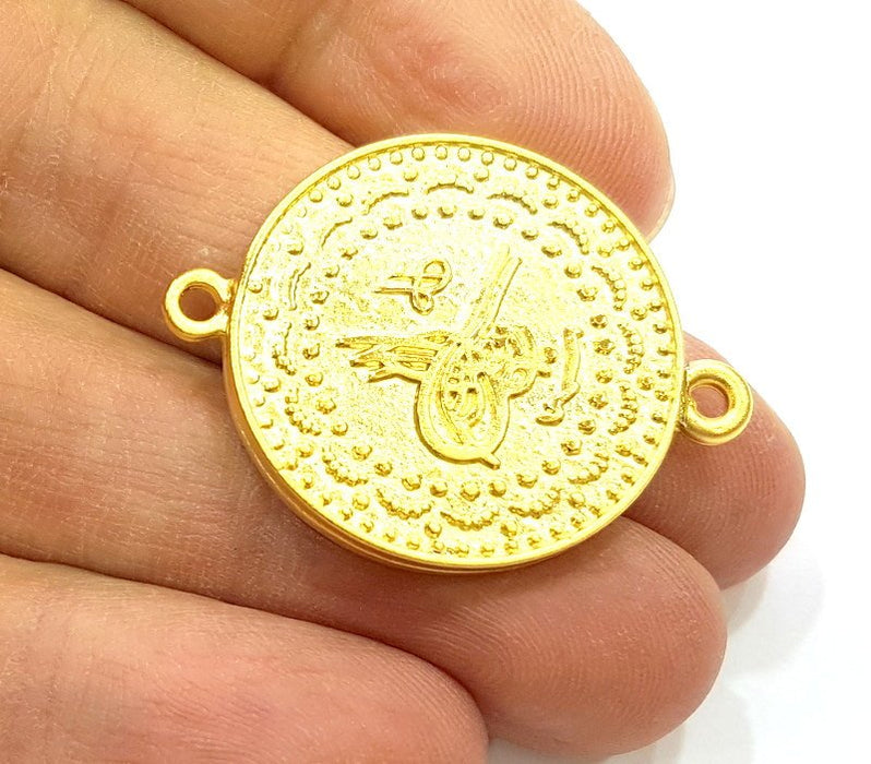 Gold Connector Charms Gold Plated Ottoman Signature Charms (27mm)  G6688