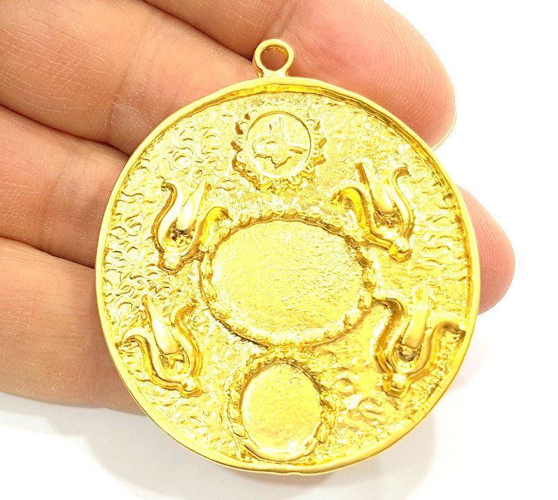 Gold Pendant Blank Pendants Gold Plated Pendant (47mm)  G6691
