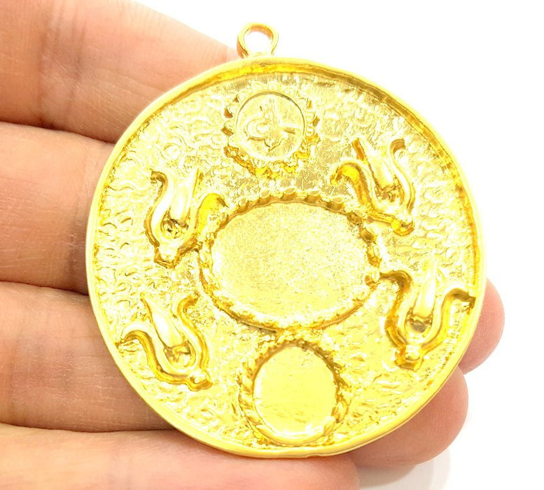 Gold Pendant Blank Pendants Gold Plated Pendant (47mm)  G6691