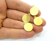 10 Gold Charms Gold Plated Hammered Charms  (16mm)  G6695