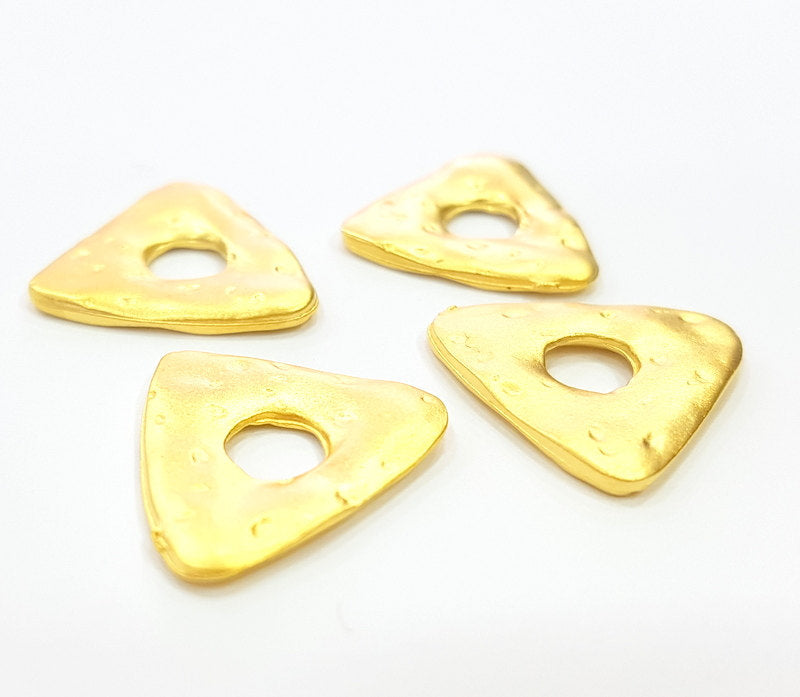 4 Gold Charms Gold Plated Triangle Charms  4 Pcs (20mm)  G6699