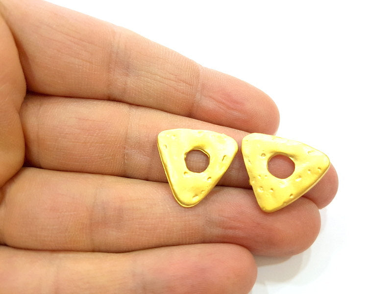 4 Gold Charms Gold Plated Triangle Charms  4 Pcs (20mm)  G6699