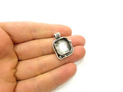5 Silver Pendant Blank Bezel Base Setting Necklace Blank Mountings Antique Silver Plated Brass (15 mm blank) G6537