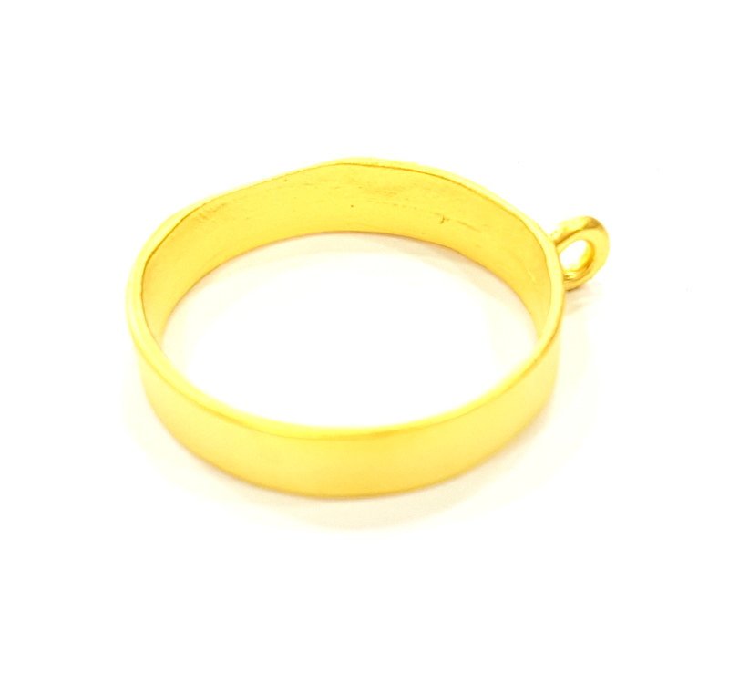 Gold Bezel Base Setting Necklace Blank Mountings Gold Plated Brass (20 mm blank) G6709