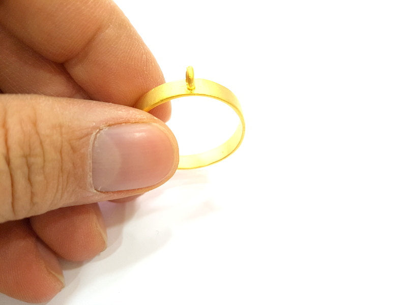 Gold Bezel Base Setting Necklace Blank Mountings Gold Plated Brass (25 mm blank) G6710