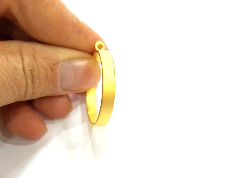 Gold Bezel Base Setting Necklace Blank Mountings Gold Plated Brass (30 mm blank) G6711