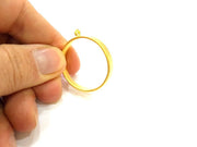 Gold Bezel Base Setting Necklace Blank Mountings Gold Plated Brass (30 mm blank) G6711