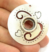 Silver Pendant Antique Silver Pendants Blank (41mm)  G6717