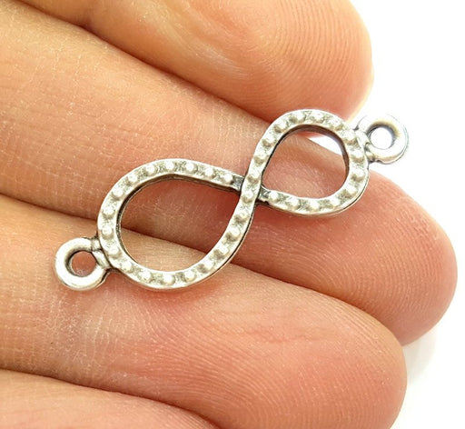 10 Silver Infinity Connector Antique Silver Plated Charms  10 Pcs (33x11mm)  G6719