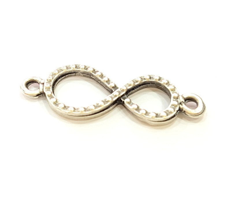 10 Silver Infinity Connector Antique Silver Plated Charms  10 Pcs (33x11mm)  G6719