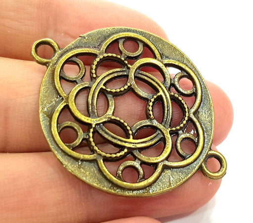 2 Pcs Antique Bronze Medallion Pendant (35mm) G6311