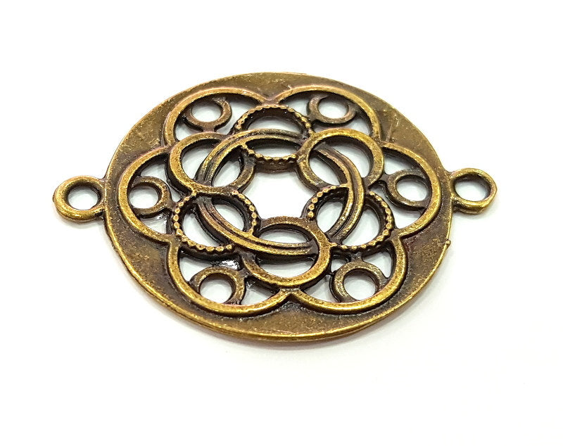 2 Pcs Antique Bronze Medallion Pendant (35mm) G6311