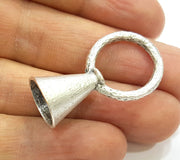 Silver Cone Findings Antique Silver Plated Brass  (36x20 mm)  G6722