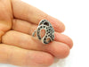 Silver Ring Blank Ring Settings Ring Bezel Base Cabochon Mountings Adjustable (for 2mm stone tiny blanks) Oxidized Silver Plated Brass G6735
