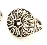 Silver Ring Blank Ring Settings Ring Bezel Base Cabochon Mountings Adjustable (for 4mm stone tiny blanks) Oxidized Silver Plated Brass G6751