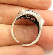 Silver Ring Blank Ring Settings Ring Bezel Base Cabochon Mountings Adjustable (for 4mm stone tiny blanks) Oxidized Silver Plated Brass G6751