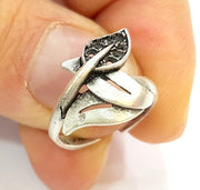 Silver Ring Blank Ring Settings Ring Bezel Base Cabochon Mountings Adjustable (for 2mm stone tiny blanks) Oxidized Silver Plated Brass G6766