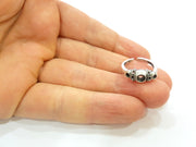 Silver Ring Blank Ring Setting Ring Bezel Base Cabochon Mountings Adjustable(for 5mm,3mm stone blanks)Oxidized Silver Plated Brass G6769