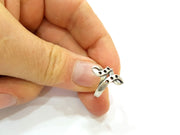 Silver Ring Blank Ring Settings Ring Bezel Base Cabochon Mountings Adjustable (for 2mm stone tiny blanks) Oxidized Silver Plated Brass G6770