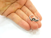 Silver Ring Blank Ring Setting Ring Bezel Base Cabochon Mountings Adjustable(for 7mm,2mm stone blanks)Oxidized Silver Plated Brass G6771