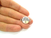 10 Silver Charms Antique Silver Plated Tree Connector 10 Pcs  (23x15mm) G9597