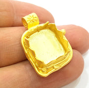 Gold Pendant Blank Base Setting Necklace Blank Mountings Gold Plated Brass (15 mm blank) G6791