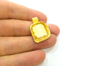 Gold Pendant Blank Base Setting Necklace Blank Mountings Gold Plated Brass (15 mm blank) G6791