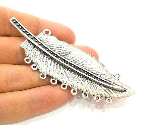 Silver Pendant Silver Plated Leaf Pendant Connector (94x31mm) Antique Silver Plated G14924
