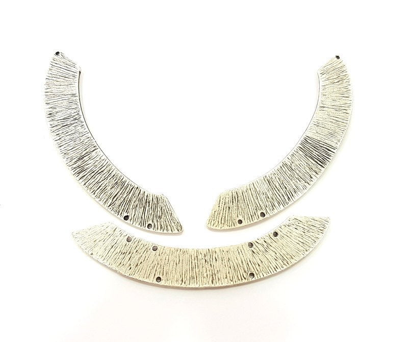 Silver Necklace Set Antique Silver Plated Collar Necklace Pendant Set Connector 3 Piece Findings G6803