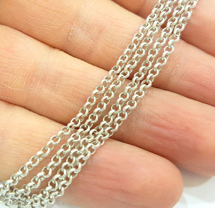 Silver Chain Silver Plated Chain Antique Silver Plated 1 Meter - 3.3 Feet (2,5 mm)  G12158