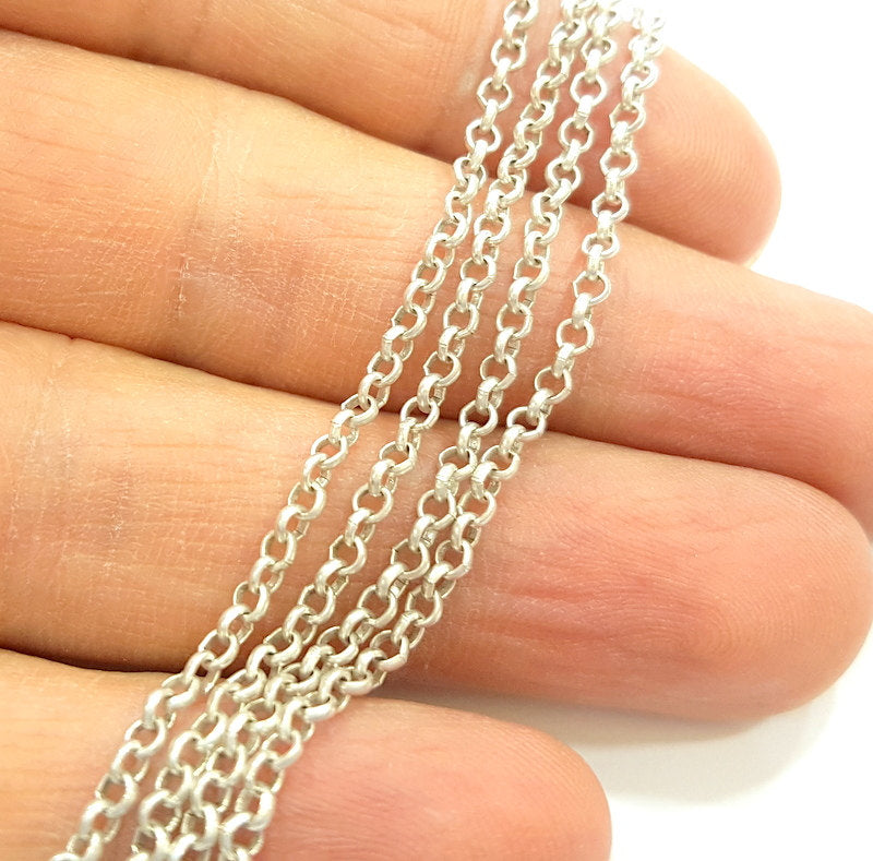 Silver Chain Silver Plated Chain Antique Silver Plated 1 Meter - 3.3 Feet (2,5 mm)  G12158