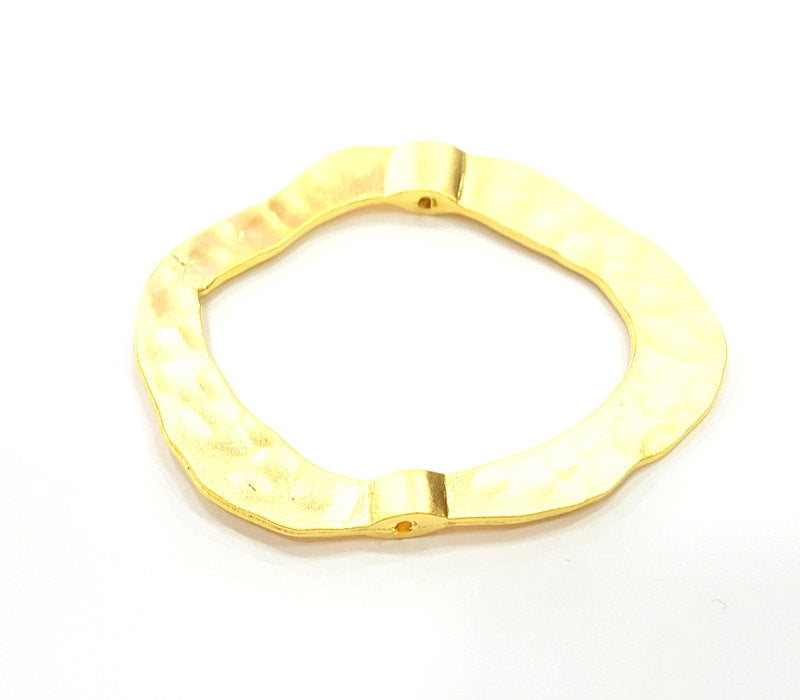 Gold Pendant Gold Plated Hammered Connector Pendant (62x51mm)  G6812