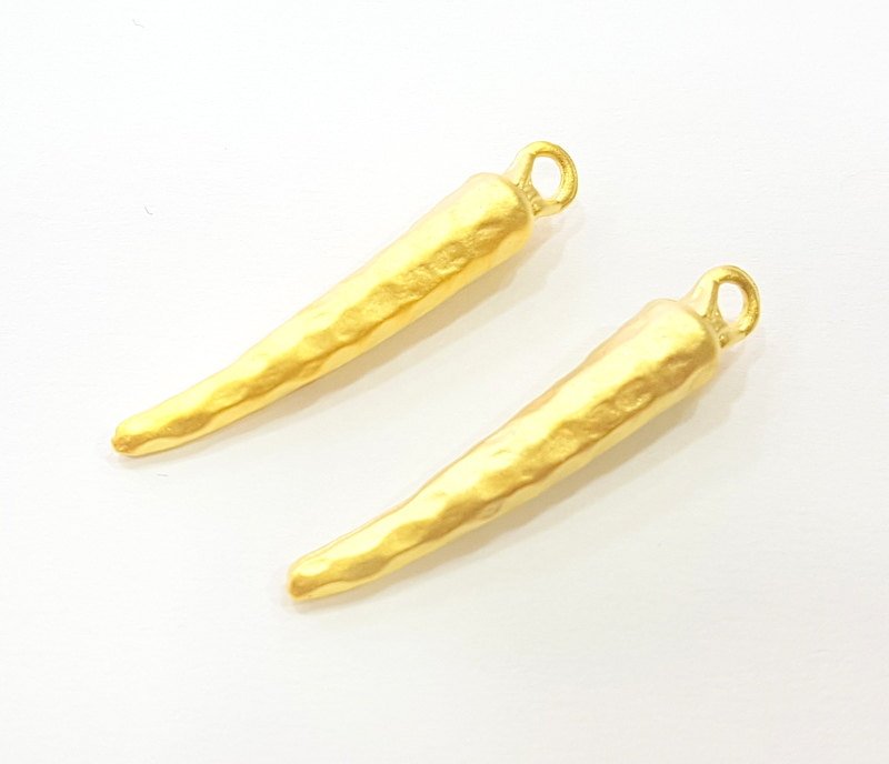 2 Gold Pendant Gold Plated Pendant (38x6mm)  G6815