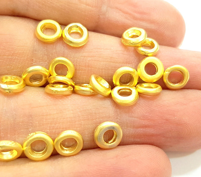 20 Gold Spacer Gold Plated Metal Beads  (8 mm)  G14067