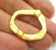 2 Gold Pendant Gold Plated Hammered Connector Pendant (31x27mm)  G11321