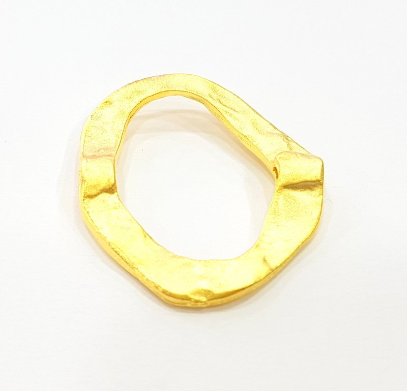 2 Gold Pendant Gold Plated Hammered Connector Pendant (31x27mm)  G11321