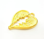 2 Gold Plated Heart Charms Pendants (28x22mm)  G6822