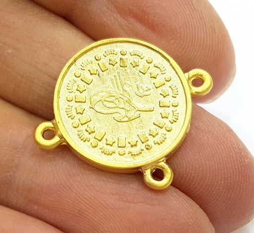 2 Gold Charms Connector Gold Plated Ottoman Signature Charms  2 Pcs (20mm)  G6824