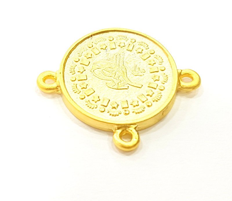 2 Gold Charms Connector Gold Plated Ottoman Signature Charms  2 Pcs (20mm)  G6824