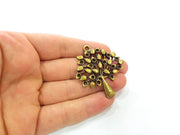 2 Tree Pendant Antique Bronze Pendant  (50x46mm) G6313