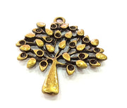 2 Tree Pendant Antique Bronze Pendant  (50x46mm) G6313