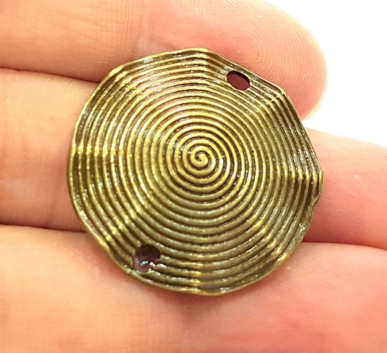 2 Antique Bronze Round Findings Pendant  (30mm) G6319
