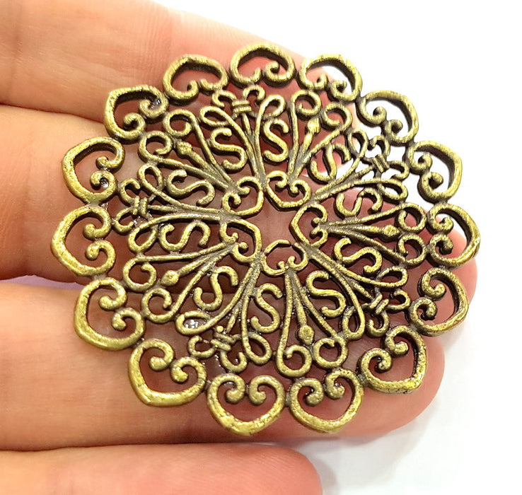 Antique Bronze Filigree Pendant  (50mm) G8940