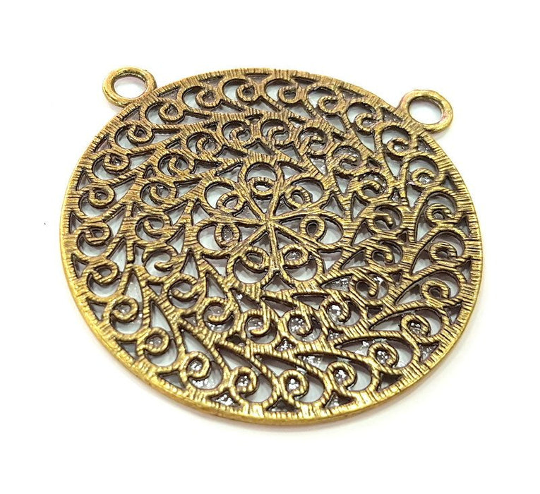 Antique Bronze Pendant  Filigree (50mm) G16301