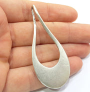 Antique Silver Pendants Tribal Pendants, Medallion Pendants (68x30mm) Antique Silver Plated Metal  G6395